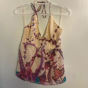 ❄️Tibi• Patterned Silk Halter Top